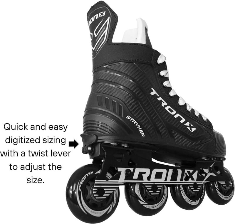 TronX Stryker Adjustable Senior Intermediate Junior Youth Roller Inline Hockey Skates - Image 4